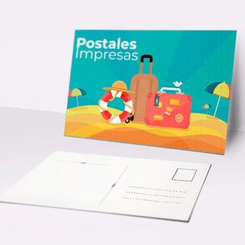 Postales promocionales impresas a color. Imprime hasta 2 diseños diferentes por cada 100 postales.