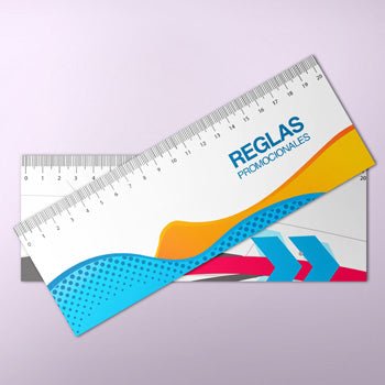 reglas impresas promocionales a color en cartulinas y papeles sinteticos resistentes al agua