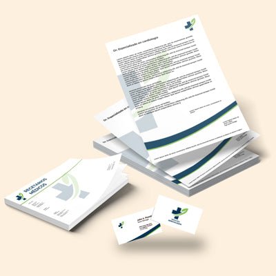 Papelería Impresa para Consultorios 2 - 200 tarjetas de presentacion - 200 recetas - 100 hojas membretadas