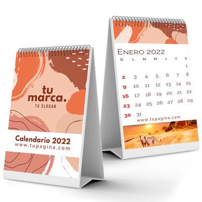 Calendario de Escritorio 2026 de 13 Hojas Tamaño 1/4 de Carta - Pop México, agrega tus fotografias y logos