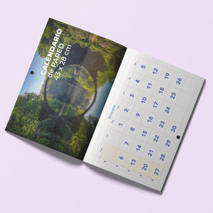 Calendario Pared Grande tamaño carta, formato de revista se entega grapado y con perforacion central