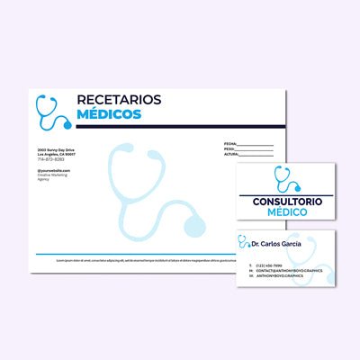Papelería Corporativa Impresa para Consultorios 1 - Pop México - 100 tarjetas y 100 recetas al mejor precio