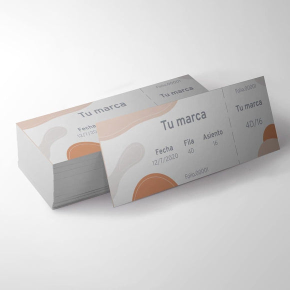 Boletos para Eventos de 15x10cm con Talonario - Pop México para funciones de teatro - agrega butaca, folio, fila