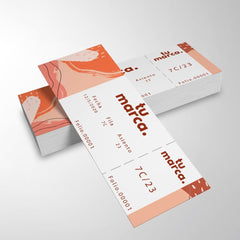Boletos Personalizados Impresos medida 15x5cm con Talonario y folio, lleva pleca de desprendimiento - Pop México