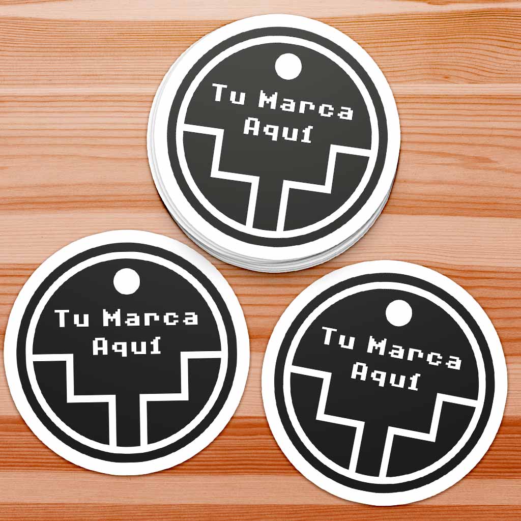 Etiquetas suajadas de 8cm para productos.