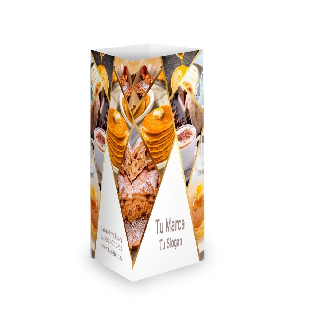 tent card vertical impreso para alimentos y bebidas con tu logo, promociones para tu cafeteria