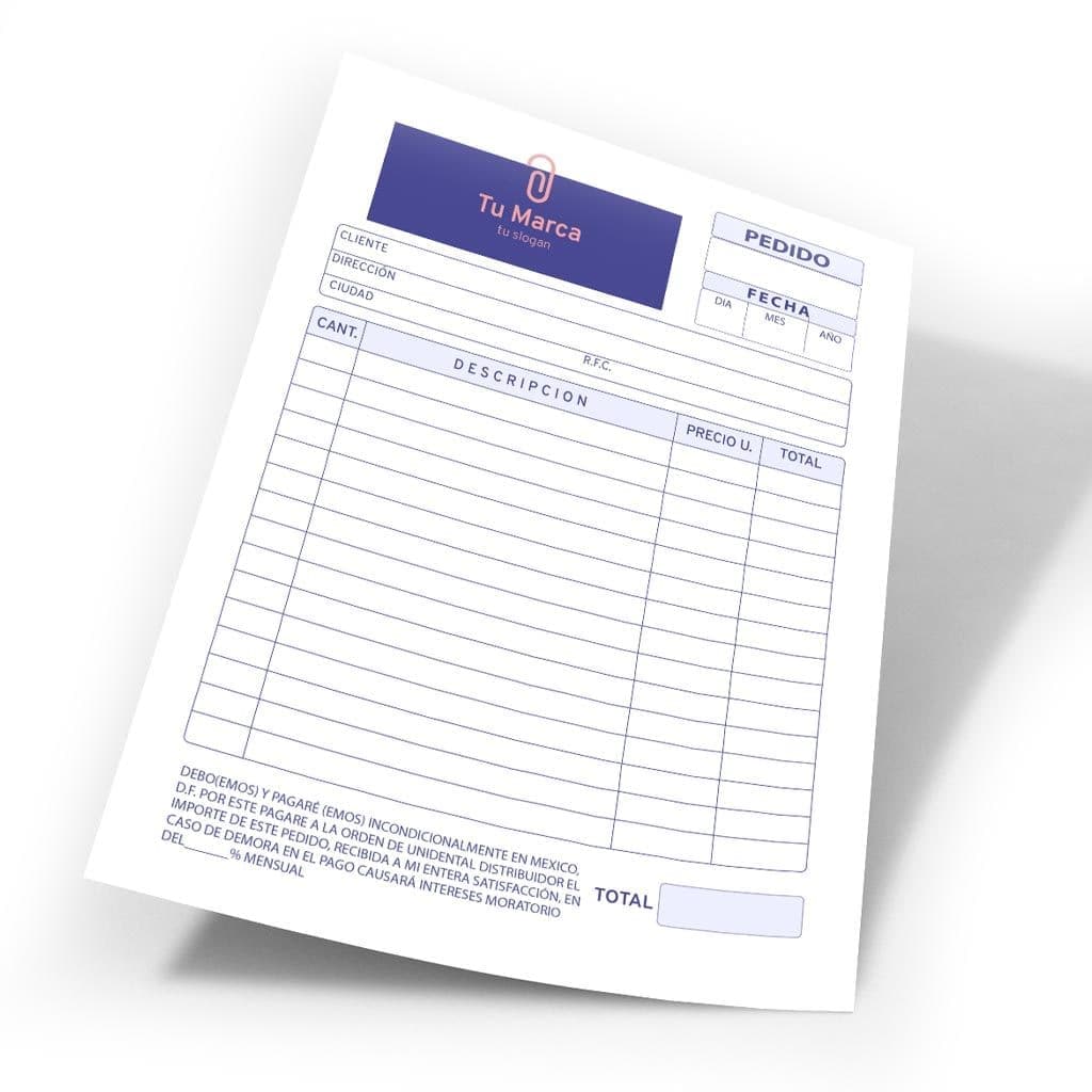 impresion de notas de remision, comandas de venta, hojas de venta impresas a color con folio